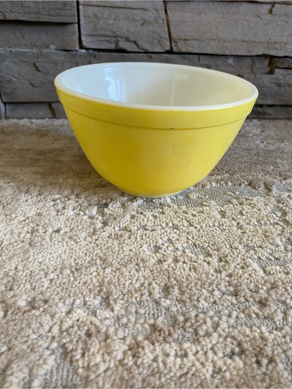 Pyrex Vintage Primary Colors Pineapple Yellow Floral Glass Bowl Small 11 1.5pt